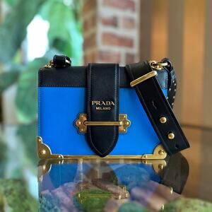 PRADA Cahier Saffiano Leather Flap Crossbody Bag